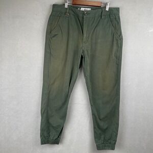 Publish Brand Jogger Pants Green Cotton Sun Bleached Distressed Chinos Mens 34